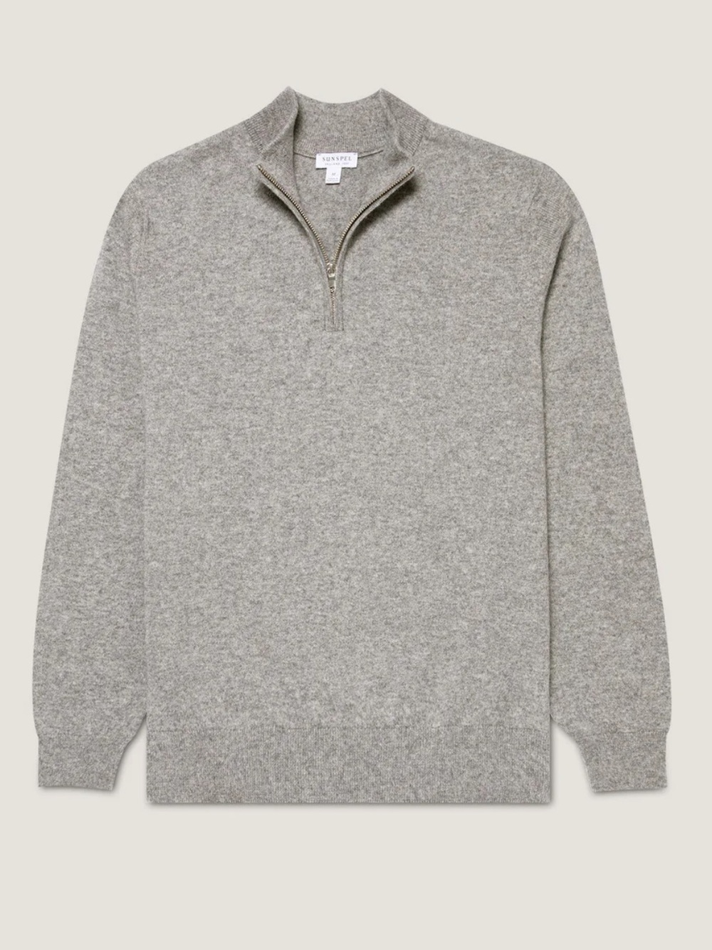 Sunspel England 100% Cashmere Half Quarter Zip Jumper Sweater Pullover Grey XL
